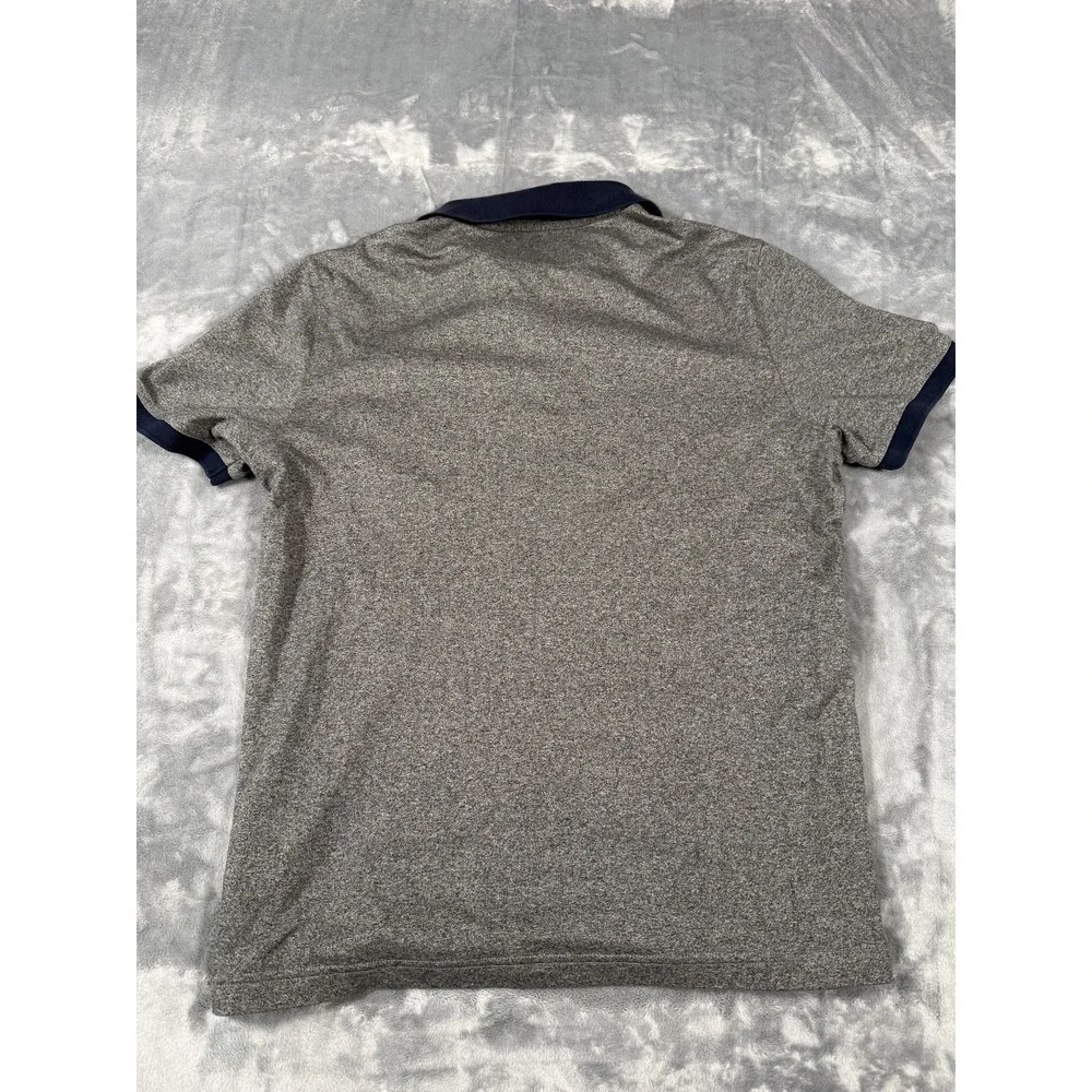 Banana Republic Men's M Luxury Touch Polo Shirt Heather Gray Navy Trim Short